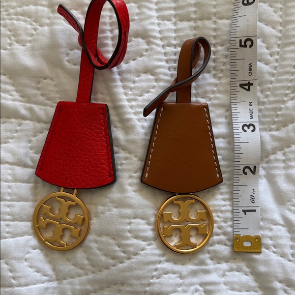 Tory Burch Red and Brown Leather Key Fobs - Picture 2 of 3